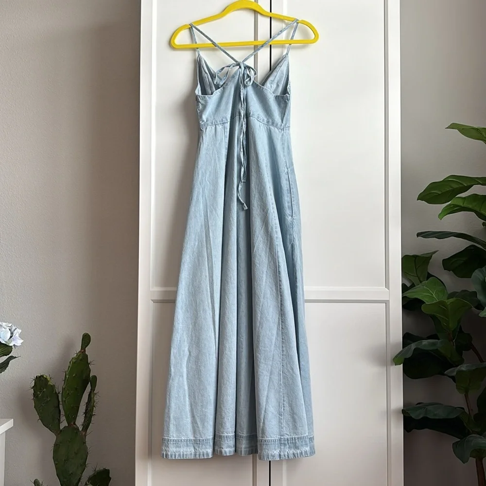 NWT Free People Via Denim Midi Dress, XS - Picture 6 of 7